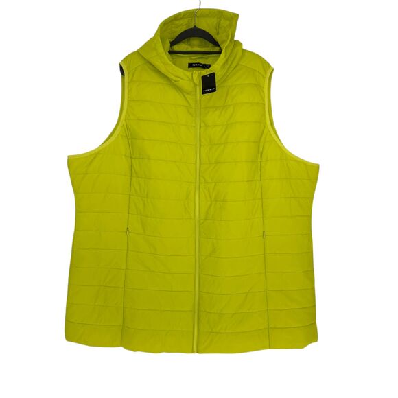 Torrid Packable Puffer Vest 4X 26 Yellow Hooded Full Zip Pockets Lightweight NWT - Picture 2 of 14